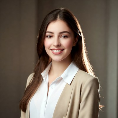 Young woman smiling in professional setting