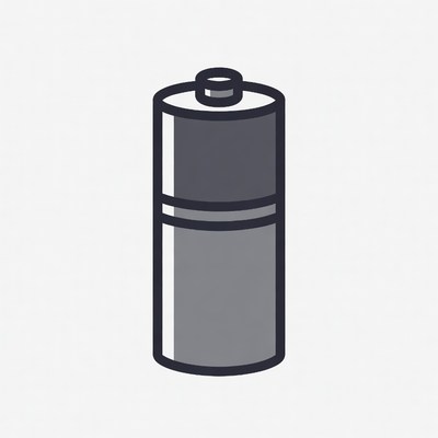 Battery on a plain background