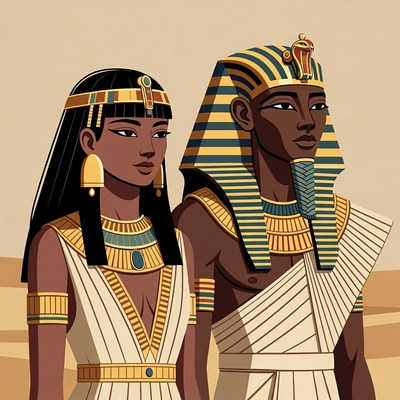 Egyptian couple in ancient setting