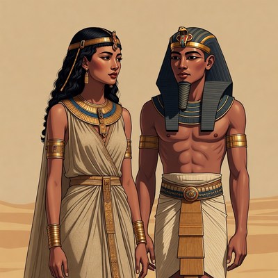 Ancient egyptian couple in desert setting