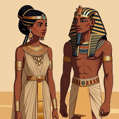 Ancient egyptian figures in conversation