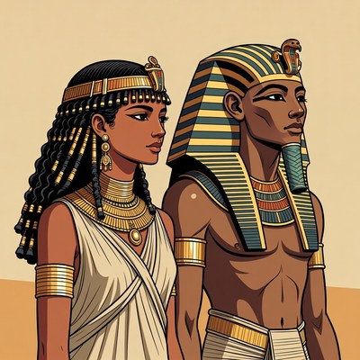 Ancient egyptian couple in traditional attire