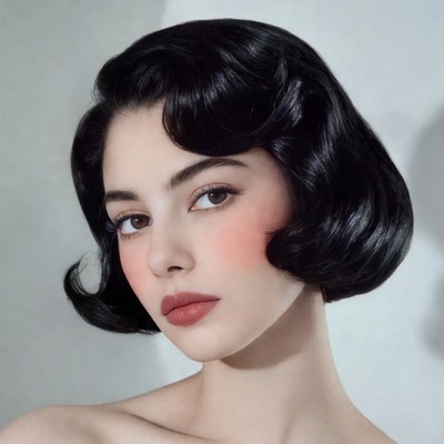 Vintage hairstyle with sleek bob cut