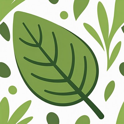 Green leaf pattern on white background