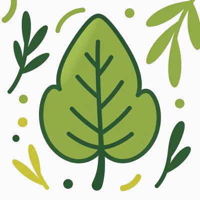 Green leaf design with shapes