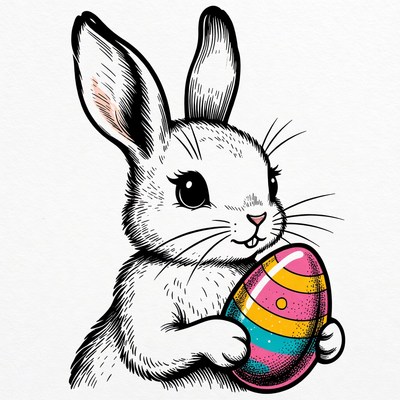 Cute bunny with decorative egg