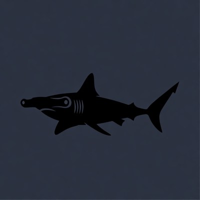 Shark swimming in dark water