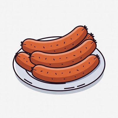Cooked sausages on a plate