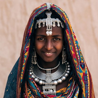 Young girl in colorful dress