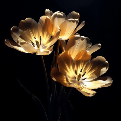 Flowers glowing in dark background