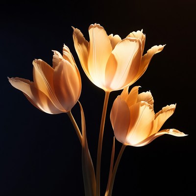 Bright tulips under soft light