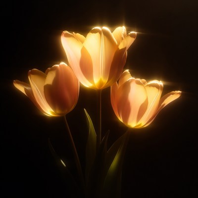 Tulips shining in soft light