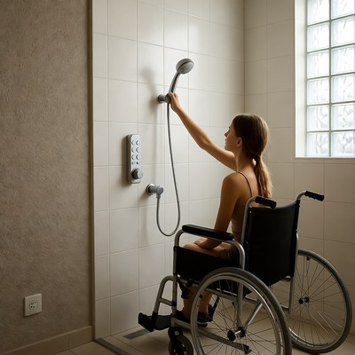 Showering while using a wheelchair