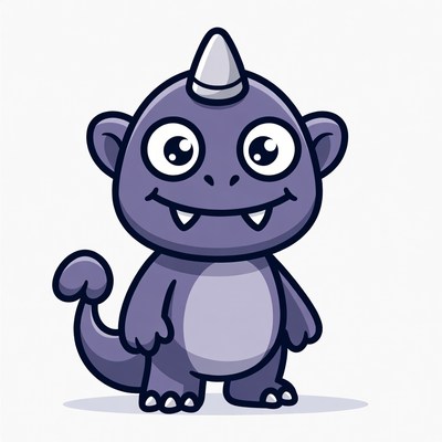 Cute cartoon monster character standing still