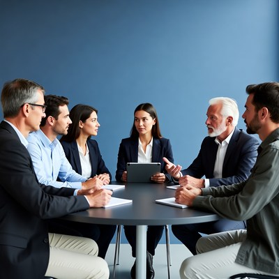 Business meeting in modern office setting