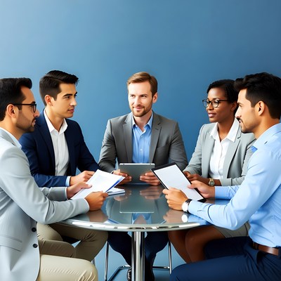 Meeting of business professionals in office