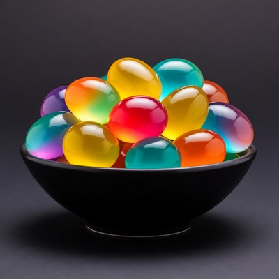 Bright colored eggs in a bowl