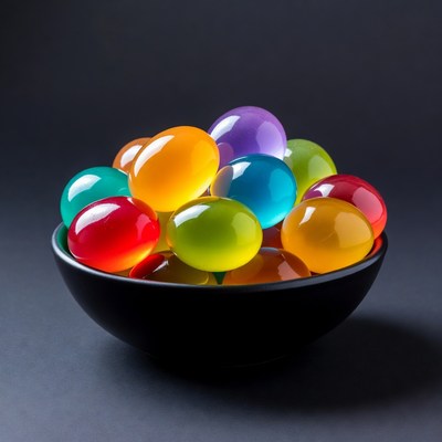 Colorful eggs in bowl display