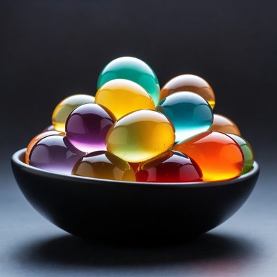 Bright colored eggs in a bowl
