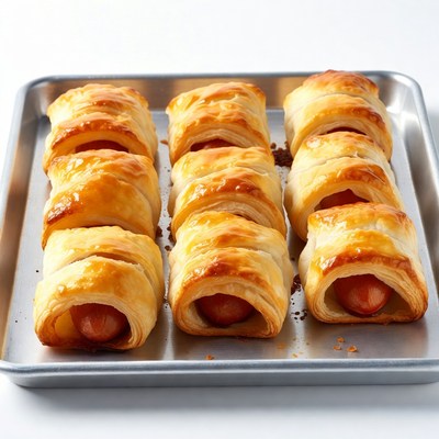 Freshly baked pastry rolls from the oven