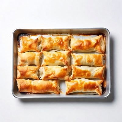 Baked pastries arranged on a tray