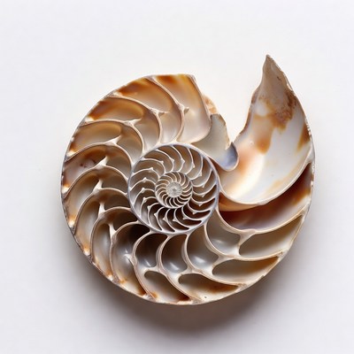 Nautilus shell on a plain background