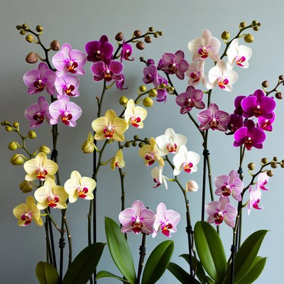 Colorful orchids in a bright setting