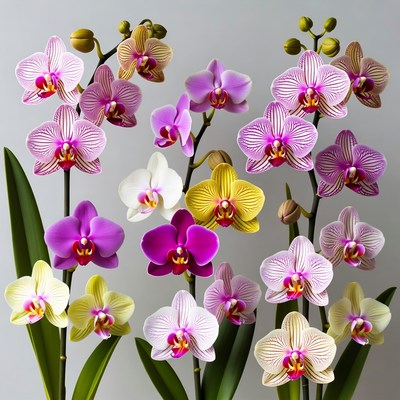 Colorful orchids in indoor setting