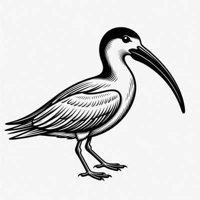 Bird with long beak standing on shore