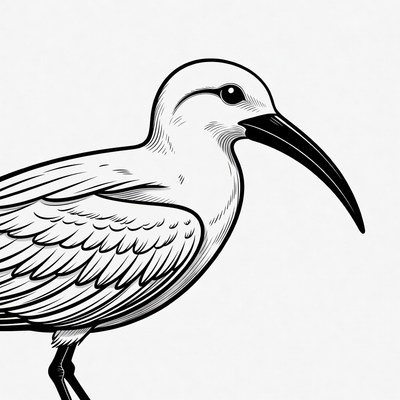 Bird with long beak in black and white