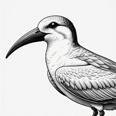 Bird with large beak in black and white