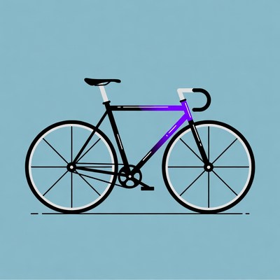 Bicycle with purple details on blue background