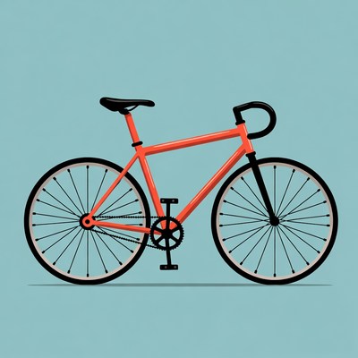 Bright orange bike on blue background