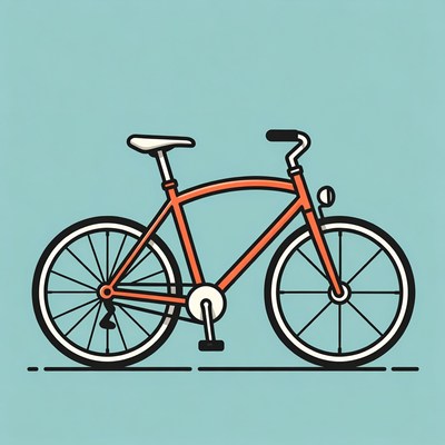 Orange bicycle on blue background