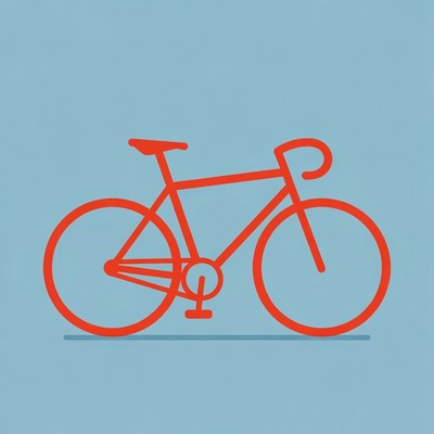 Bright orange bicycle on blue background