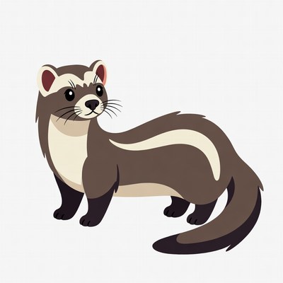 Ferret standing on a white background