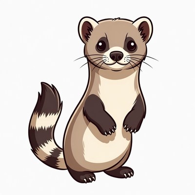 Cute weasel standing and smiling