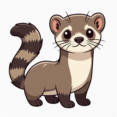 Cute cartoon ferret standing upright