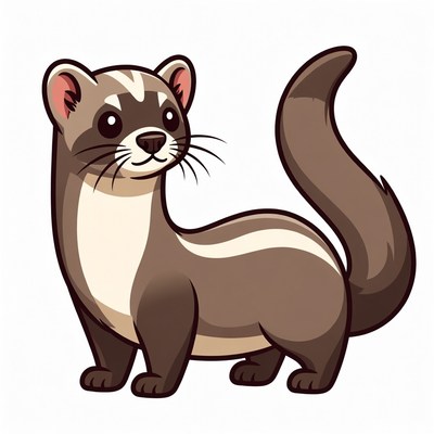 Cute cartoon ferret standing on its feet