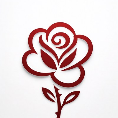 Red rose design on white background