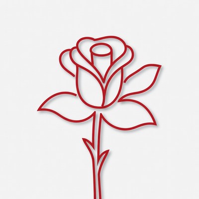 Simple line drawing of a rose flower