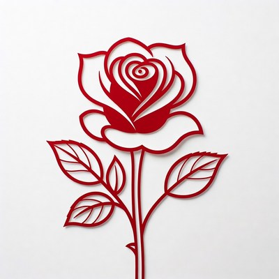 Red rose design on white background