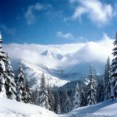 Winter landscape in the mountains
