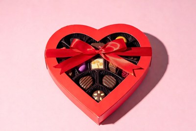 Heart-shaped box with assorted chocolates
