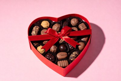 Heart-shaped box with assorted chocolates