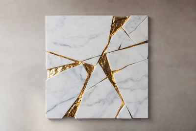 Decorative marble design with gold