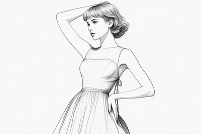 Drawing of a woman in a dress