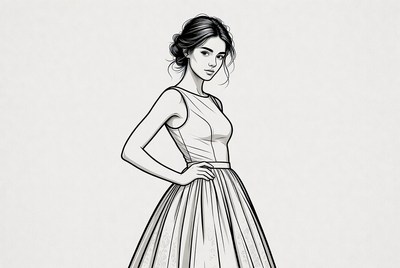 Woman in simple dress standing