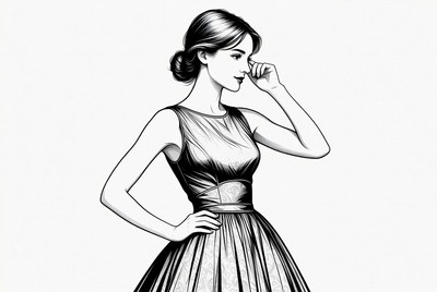 Woman in dress thinking quietly