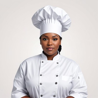 Chef in white uniform with hat